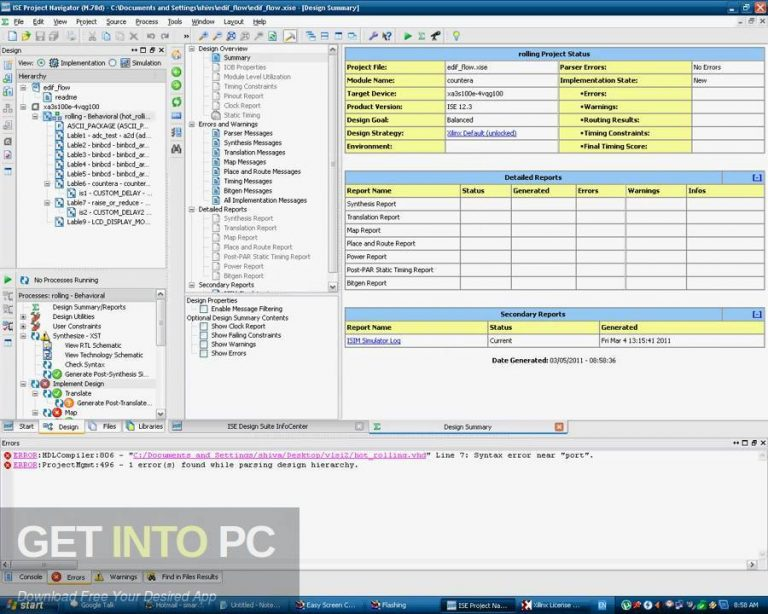 Xilinx ISE Getintopc